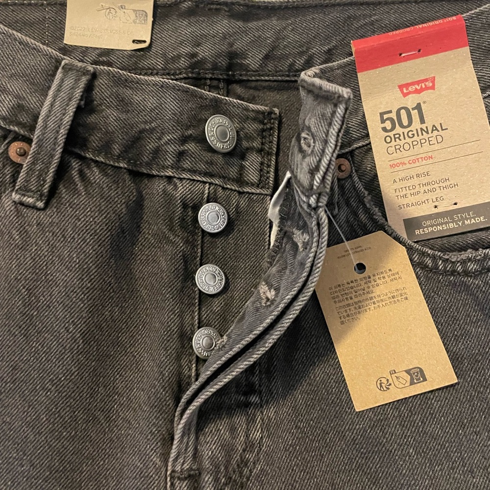 Levi's 501 Original Cropped Jeans Grey/Black 25x26 - Picture 6 of 7